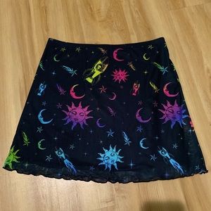 Dolls Kill Current Mood celestial mesh mini skirt